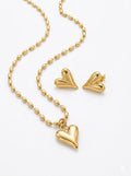 The Golden Amara Puff Heart Necklace and Earring Set