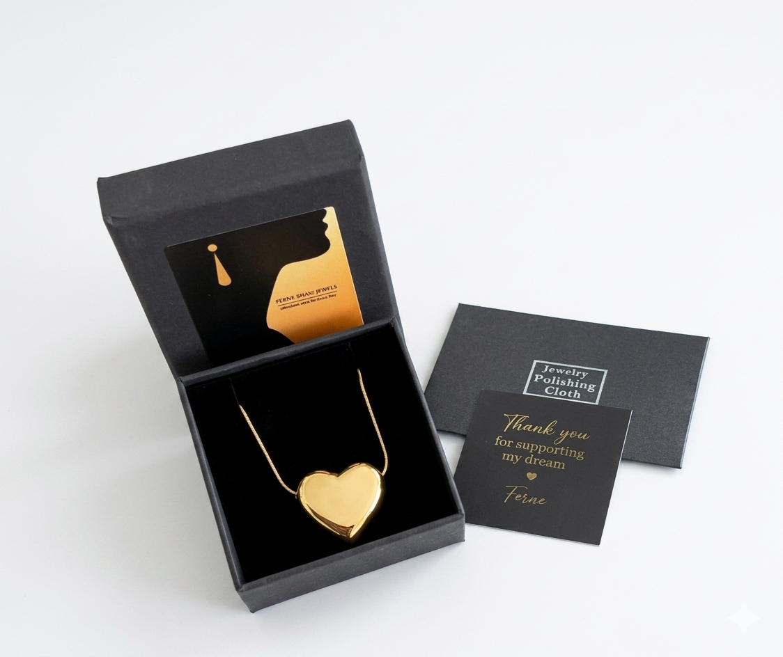 Beautiful 18k Gold Plated Love in 3-D Puff Heart Necklace