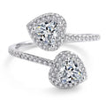 18K White Gold Plated Double Heart Princess Ring