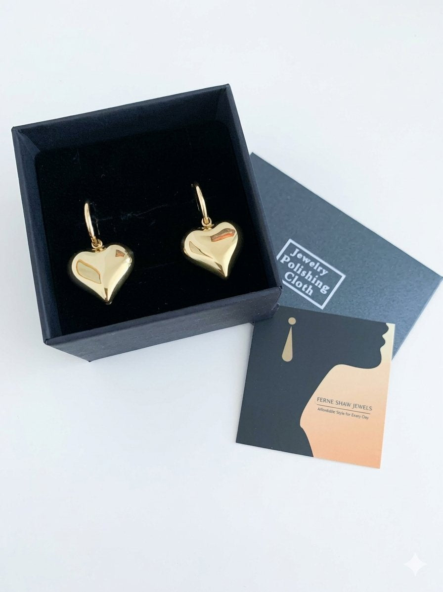 18k Gold Plated Amour Drop Huggie Hoop Earrings