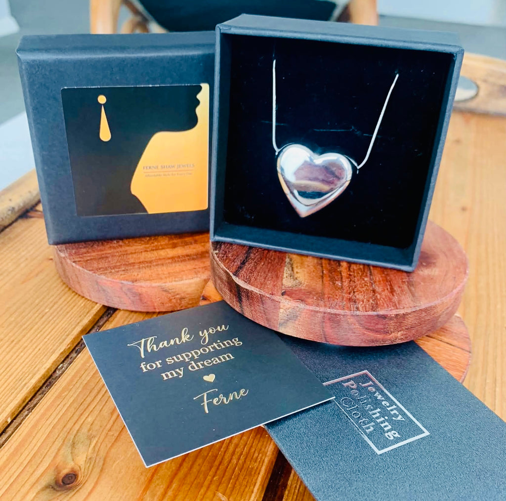 The 18k White Gold Plated Infinite Puff Heart Necklace