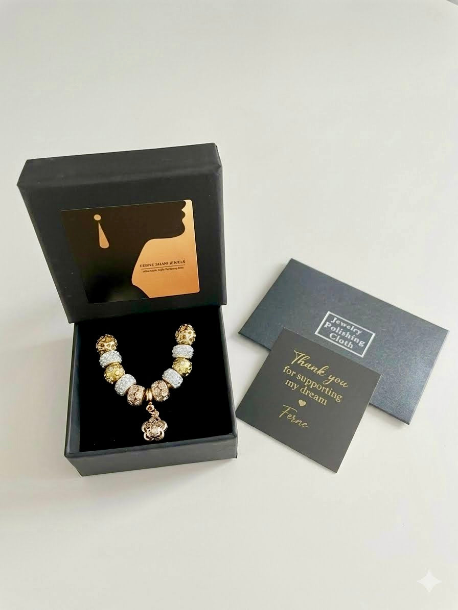 18k Gold Plated The Three Wishes Charm Bracelet