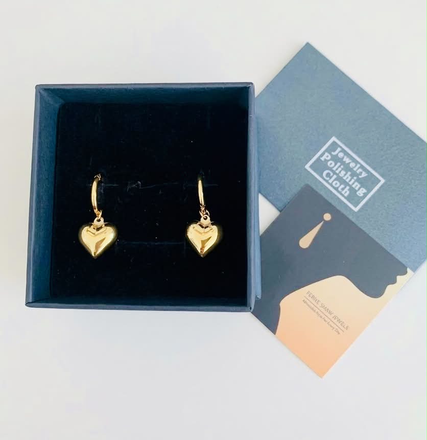 18k Gold Plated Sophie Puff Heart Hoop Earrings