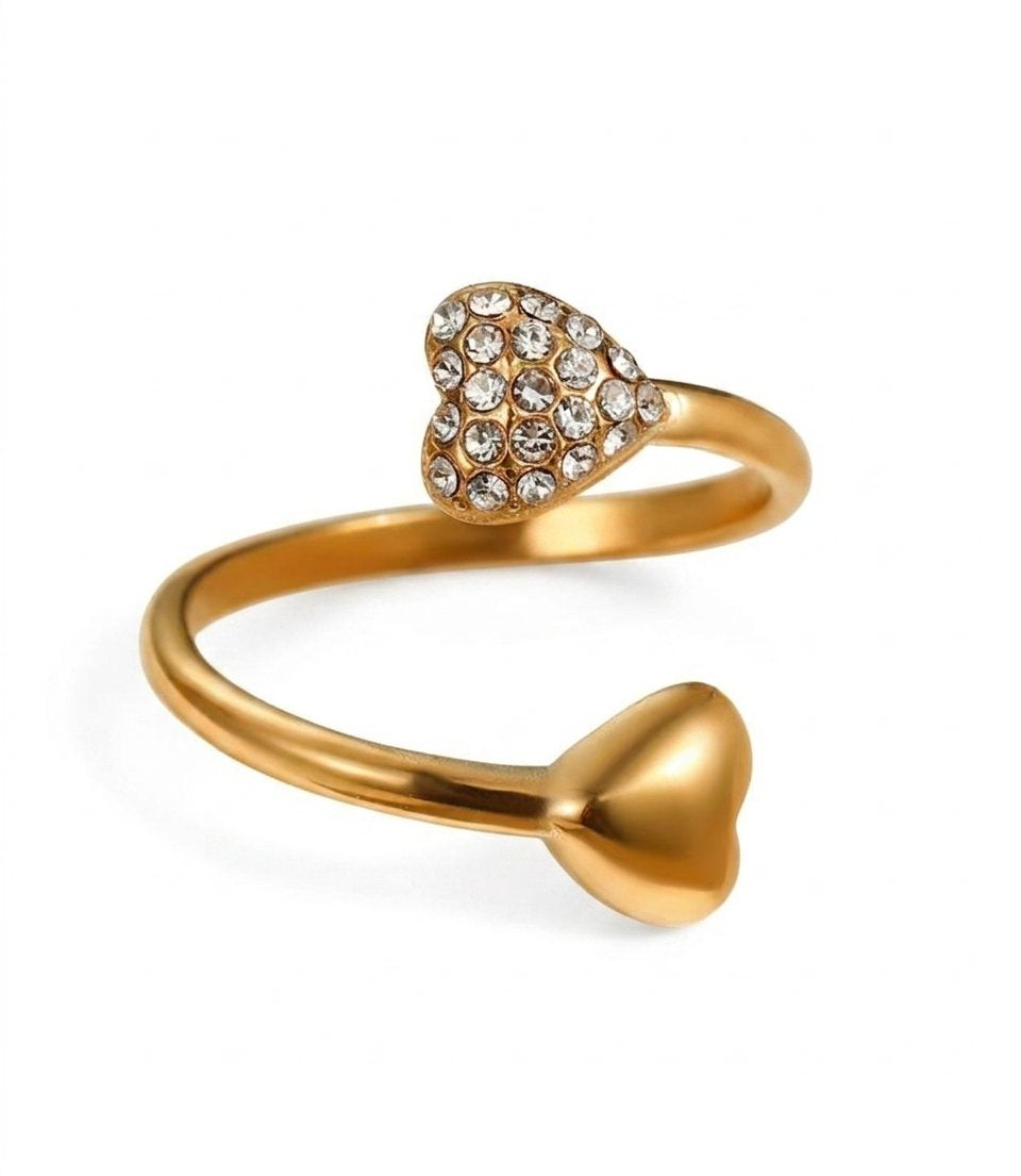 18K Gold Plated Hearts in Harmony Ring