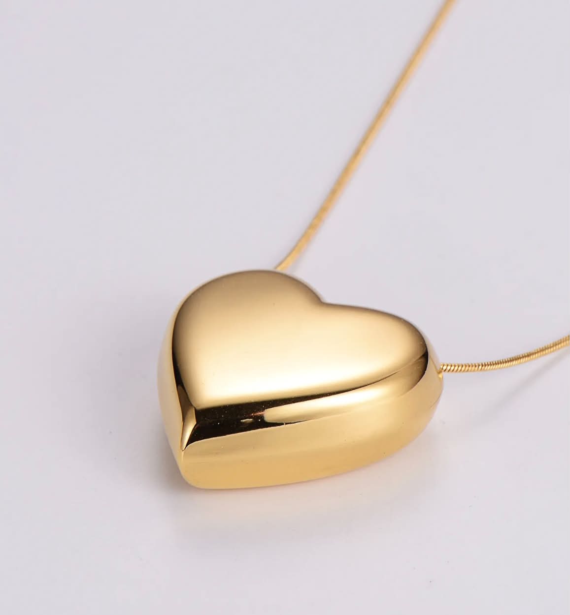 Beautiful 18k Gold Plated Love in 3-D Puff Heart Necklace