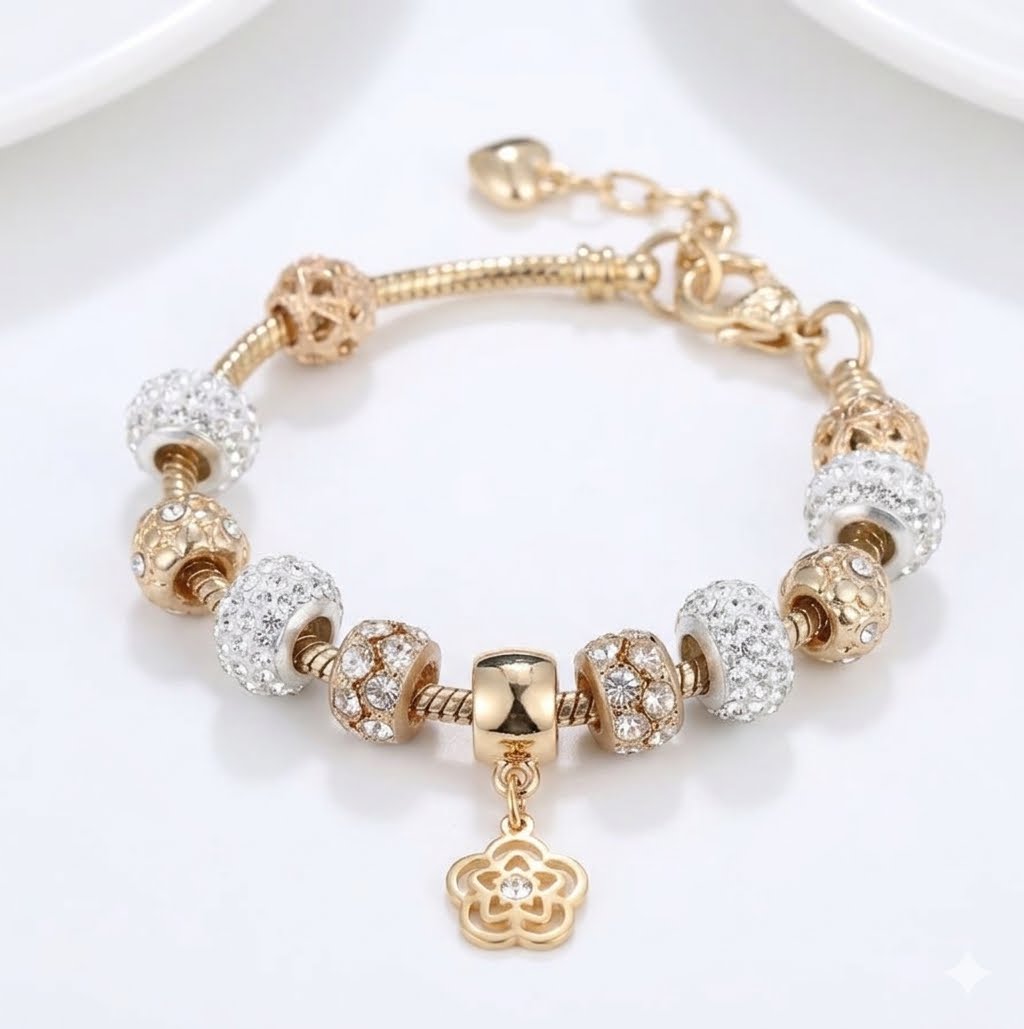 18k Gold Plated The Three Wishes Charm Bracelet